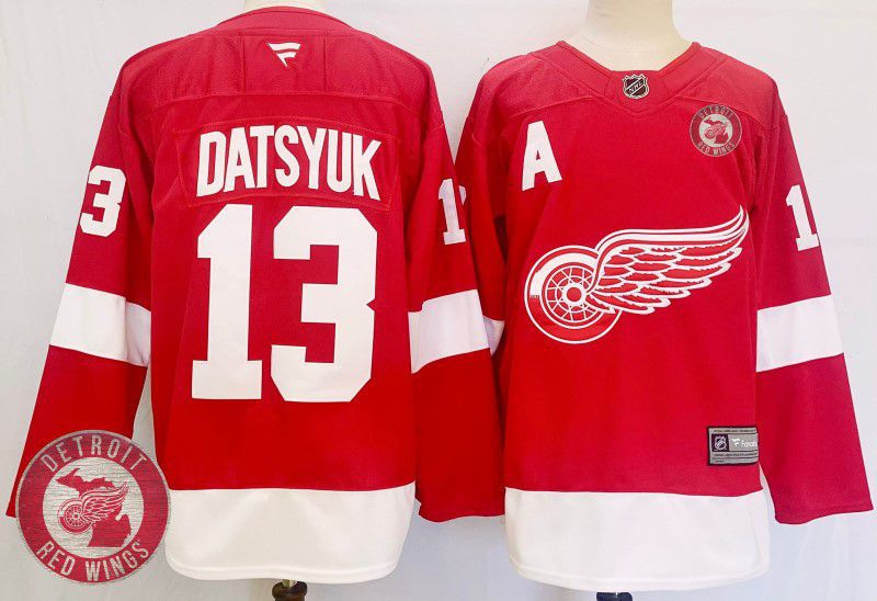 Men Detroit Red Wings #13 Datsyuk Red Fanatics 2025 NHL Jersey style 4